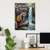 Woodland Whimsy: Wasbeer bij de Herfsten Poster (Thuiskantoor)