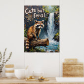 Woodland Whimsy: Wasbeer bij de Herfsten Poster (Keuken)