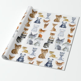 Woodland Whimsy Watercolor Forest Animals Wrapping Cadeaupapier