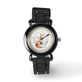 Woodland Whisper- Fox Illustration  Horloge