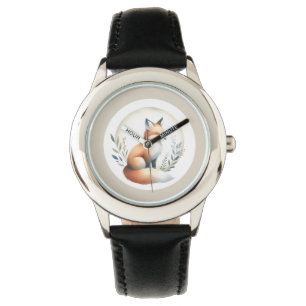 Woodland Whisper- Fox Illustration  Horloge