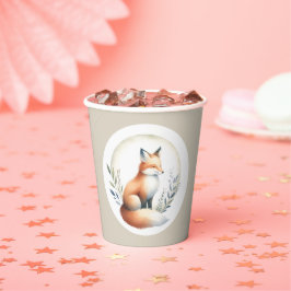 Woodland Whisper- Fox Illustration Papieren Bekers