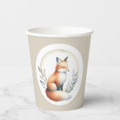 Woodland Whisper- Fox Illustration Papieren Bekers (Voorkant)