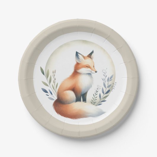 Woodland Whisper- Fox Illustration  Papieren Bordje (Voorkant)