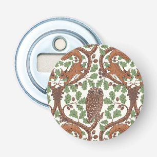 Woodland Whispers/Uilen en Eekhoorns in de Eik/mo Button Flesopener
