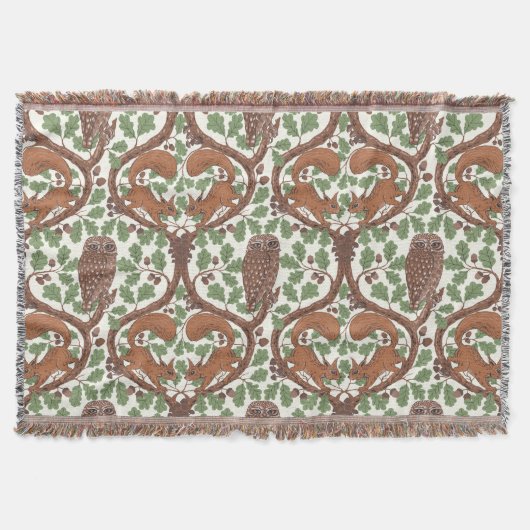 Woodland Whispers/Uilen en Eekhoorns in de Eik/mo Deken (Voorkant)