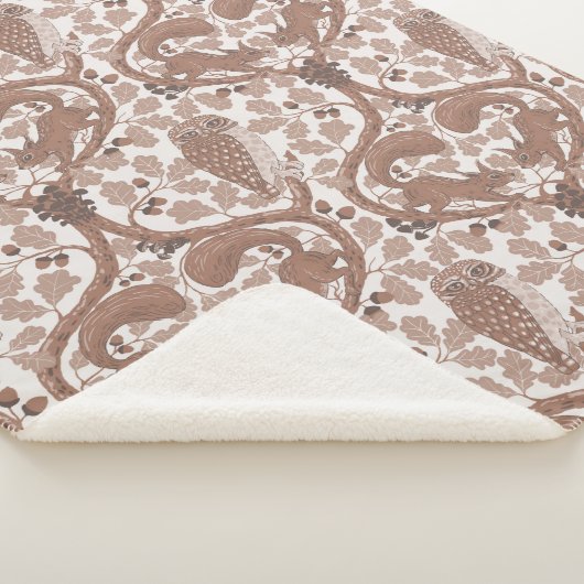 Woodland Whispers/Uilen en Eekhoorns in de Eik/mo Sherpa Deken (3/4)