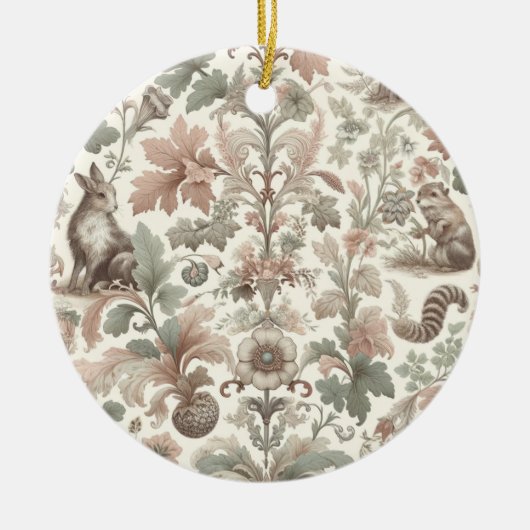 Woodland Whispers: Victoriaans Natuur Elegantie Keramisch Ornament (Voorkant)