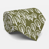 Woodland White op Green Brown Stropdas (Opgerold)