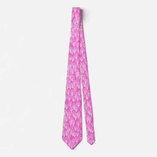 Woodland White op roze Stropdas (Voorkant)