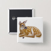 Woodland White Tailed Deer Fawn Pin Vierkante Button 5,1 Cm (Voorkant /achterkant)