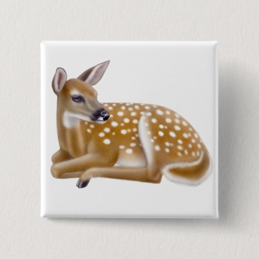 Woodland White Tailed Deer Fawn Pin Vierkante Button 5,1 Cm (Voorkant)