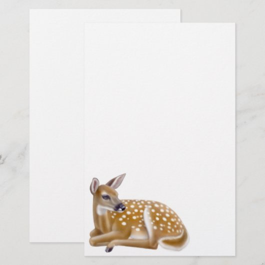 Woodland White Tailed Deer Fawn Stationery Briefpapier (Voorkant / Achterkant)