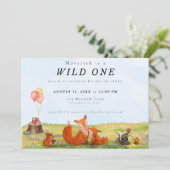 Woodland Wild Een eerste verjaardagsuitnodiging Kaart (Staand voorkant)