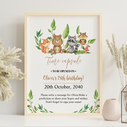 Woodland Wild Een Verjaardag Tijd Capsule teken Poster