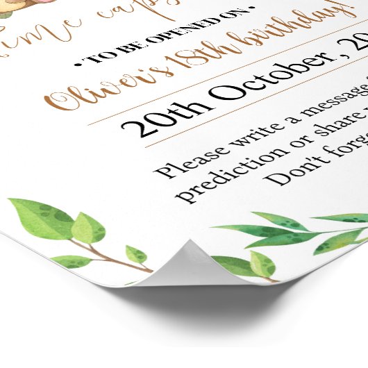 Woodland Wild Een Verjaardag Tijd Capsule teken Poster (Hoek)