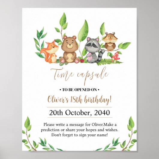 Woodland Wild Een Verjaardag Tijd Capsule teken Poster (Voorkant)