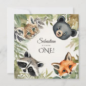 Woodland Wild One 1st Verjaardagsfeest Kaart (Achterkant)