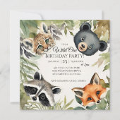 Woodland Wild One 1st Verjaardagsfeest Kaart (Voorkant)