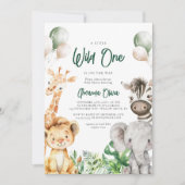 Woodland Wild One Animal Safari Baby shower Kaart (Voorkant)