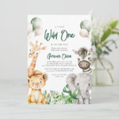 Woodland Wild One Animal Safari Baby shower Kaart (Staand voorkant)