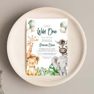 Woodland Wild One Animal Safari Baby shower Kaart