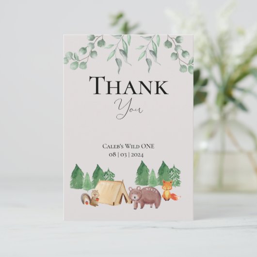 Woodland Wild ONE Bedankkaart (Staand voorkant)