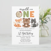 Woodland Wild One Beer Birthday Party Invitation Kaart (Staand voorkant)