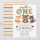 Woodland Wild One Beer Birthday Party Invitation Kaart (Voorkant / Achterkant)