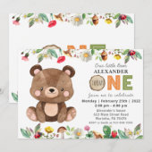 Woodland Wild One Beer Birthday Party Invitation Kaart (Voorkant / Achterkant)