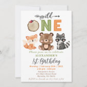Woodland Wild One Beer Fox Raccoon Birthday Kaart (Voorkant)