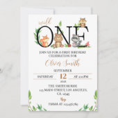 Woodland Wild One Birthday Invitation Kaart (Voorkant)