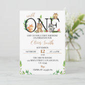 Woodland Wild One Birthday Invitation Kaart (Staand voorkant)