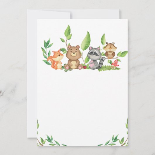 Woodland Wild One Birthday Invitation Kaart (Achterkant)