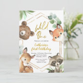 Woodland Wild One Birthday Invitation Kaart (Staand voorkant)
