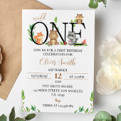 Woodland Wild One Birthday Invitation Kaart