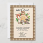 Woodland Wild One Birthday Party Invitation Kaart (Voorkant)