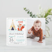 Woodland Wild One Fox Boho Boy 1ste verjaardag Fot Kaart (Staand voorkant)