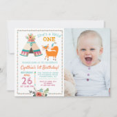 Woodland Wild One Fox Teepee 1e verjaardag Foto Kaart (Voorkant)