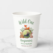 Woodland Wild One Photo Animal Waterverf Birthday Papieren Bekers (Achterkant)