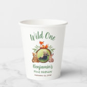 Woodland Wild One Photo Animal Waterverf Birthday Papieren Bekers (Voorkant)