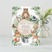 Woodland Wild One Rustic Greenery Animals Birthday Kaart (Staand voorkant)