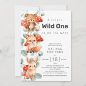 Woodland Wild One Zoo Animals Baby Boy Shower Kaart (Voorkant)