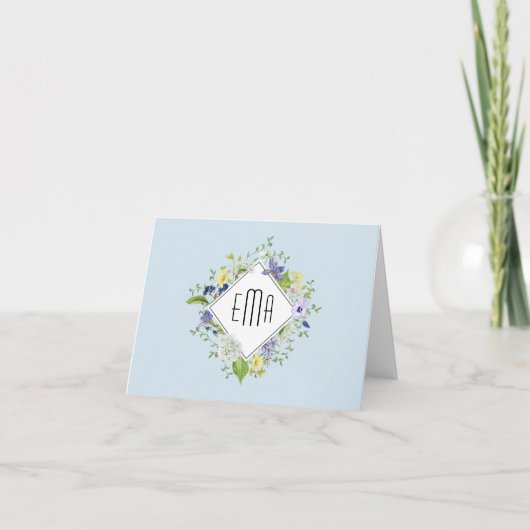 Woodland Wildbloemen met je Monogram Notitiekaartje (Voorkant)