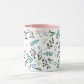 Woodland Wildflower 11 oz. Roze, witte keramische  Mok (Midden)