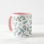 Woodland Wildflower 11 oz. Roze, witte keramische  Mok (Voorkant links)