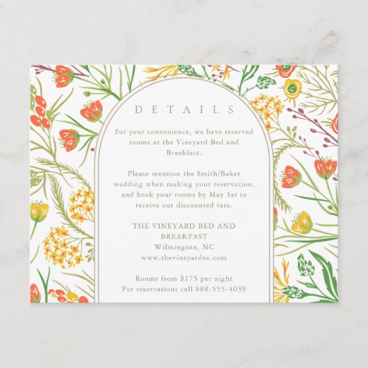 Woodland Wildflower Boho trouwgegevens Informatiekaartje (Voorkant)