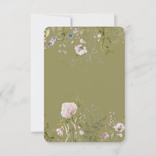 Woodland Wildflower Wreath Geboorte Baby Aankondig Kaart (Achterkant)