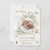 Woodland Wildflower Wreath Geboorte Baby Aankondig Kaart (Voorkant)