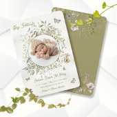 Woodland Wildflower Wreath Geboorte Baby Aankondig Kaart